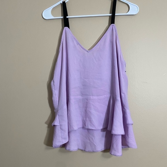ASOS spaghetti strap lavender blouse ruffles size 8 - Picture 9 of 10